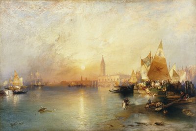 Atardecer, Venecia; Santa María y el Palacio Ducal, 1902 de Thomas Moran