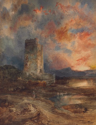Puesta de sol en el páramo, 1880 de Thomas Moran