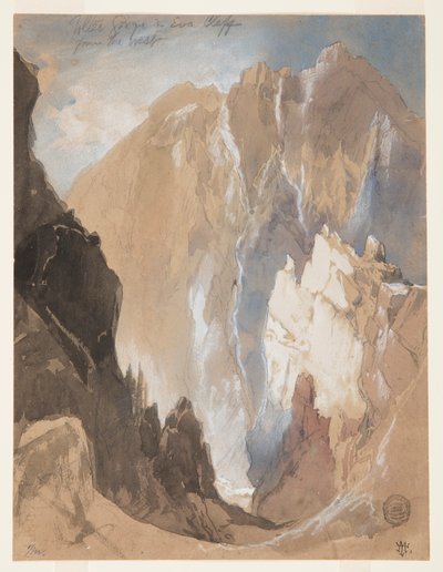 Garganta Tolteca y Acantilado Eva desde el oeste, Colorado de Thomas Moran