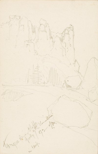 Acantilados de Tongue River (En el campamento) de Thomas Moran