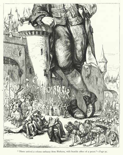 Ilustración de Los Viajes de Gulliver de Jonathan Swift de Thomas Morten