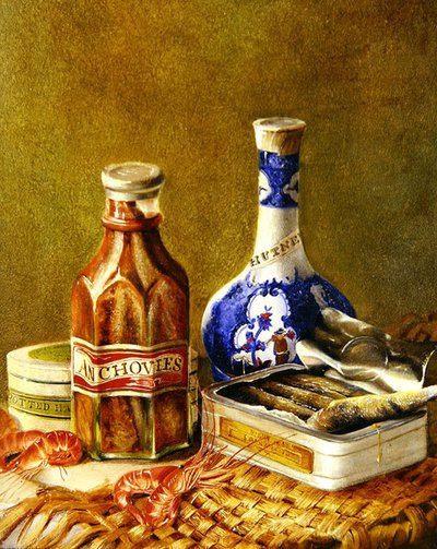 Naturaleza muerta con anchoas, c.1844-62 de Thomas Musgrave