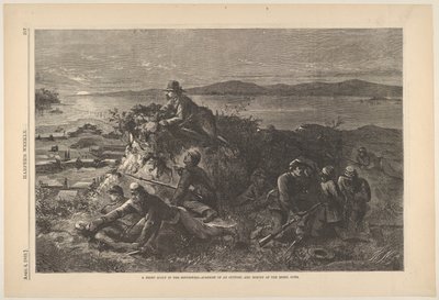 Un explorador nocturno en el suroeste - Sorpresa de un puesto avanzado, y encuesta del rebelde..., 4 de abril de 1863 de Thomas Nast