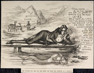 Oscar Wilde como Narciso (con una inscripción) (grabado) de Thomas Nast