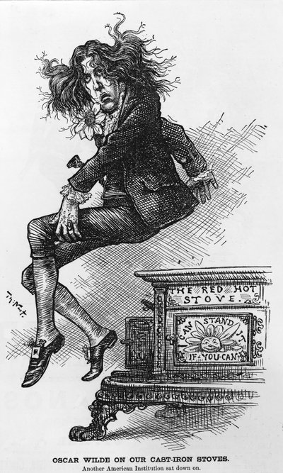 Oscar Wilde en nuestras Estufas de Hierro Fundido. Otra Institución Americana sentada, ilustración de Harper