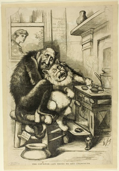 La pata de gato, cualquier cosa para conseguir castañas de Thomas Nast
