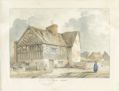 Acton Trussell Casa antigua: pintura en acuarela de Thomas Peploe Wood