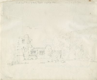 Iglesia de Arley: dibujo a lápiz, 4 Sep 1837 de Thomas Peploe Wood