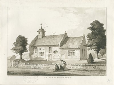 Iglesia de Blurton: dibujo en sepia de Thomas Peploe Wood