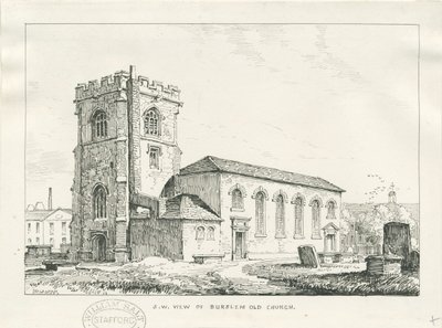 Burslem - Iglesia de St. John: dibujo a pluma de Thomas Peploe Wood