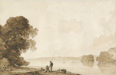 Parque Chillington - Piscina: dibujo en sepia, nd [1837-1838] de Thomas Peploe Wood