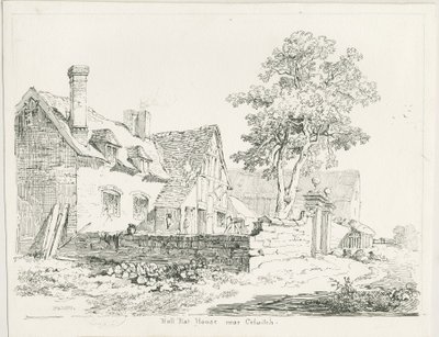 Colwich - Casa Hall Flat: dibujo a pluma y tinta de Thomas Peploe Wood