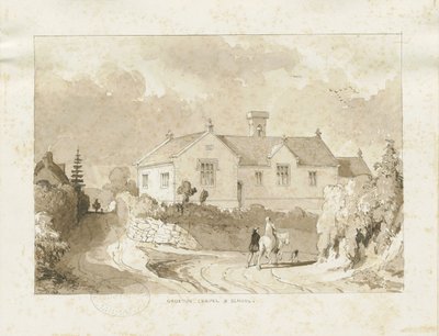 Croxden - Chapel and School: sepia wash drawing, nd [1817-1845] (dibujo) de Thomas Peploe Wood