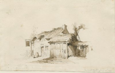 Fradswell - Cabaña en el páramo: dibujo a lápiz y lavado de Thomas Peploe Wood