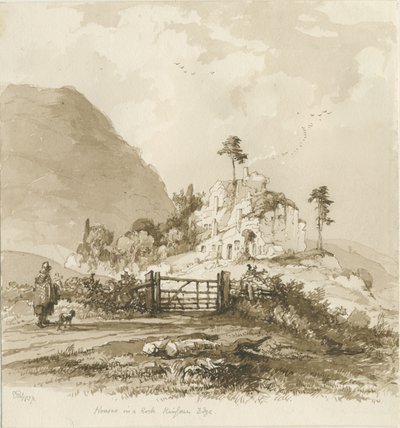 Kinver Edge: dibujo en sepia, 1837 de Thomas Peploe Wood