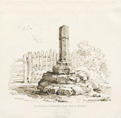 Moreton - Restos de la Cruz de Piedra en Chatwell de Thomas Peploe Wood