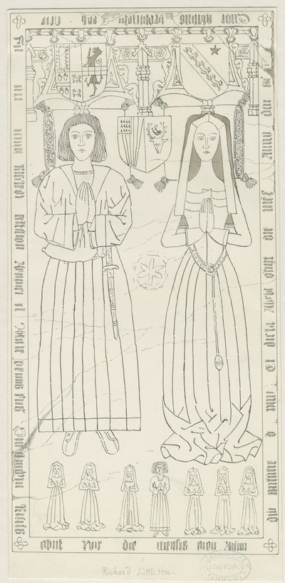 Iglesia de Penkridge - Tumba de Richard Littleton: dibujo a pluma y tinta, nd [1842-1845] de Thomas Peploe Wood
