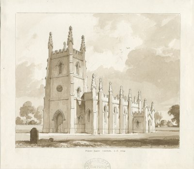 Iglesia de Perry Barr: dibujo en sepia de Thomas Peploe Wood