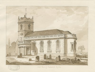 Iglesia de Shareshill: dibujo en sepia, 1837 de Thomas Peploe Wood