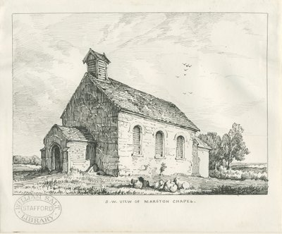 Stafford - Capilla de Marston: dibujo a pluma y tinta de Thomas Peploe Wood