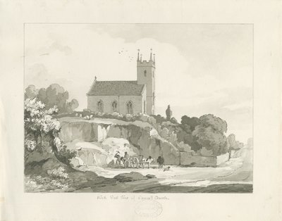 Iglesia de Stonnall: dibujo a pluma y lavado de Thomas Peploe Wood