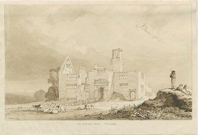 Tittensor - Casa Solariega Antigua: dibujo en sepia, 1837 de Thomas Peploe Wood