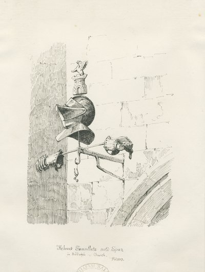 Tumba en la Iglesia de Biddulph - William Bowyer: dibujo a pluma y tinta de Thomas Peploe Wood