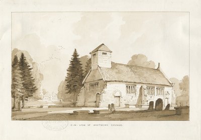 Iglesia de Whitmore: dibujo en sepia de Thomas Peploe Wood