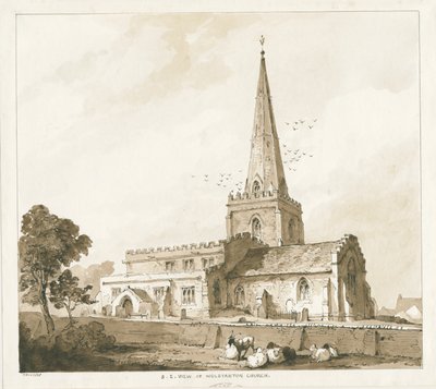 Iglesia de Wolstanton: grabado, nd [?siglo XIX] de Thomas Peploe Wood