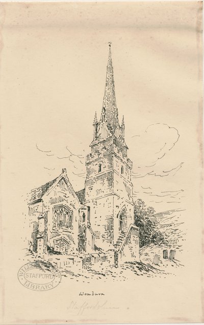 Iglesia de Wombourne: zincografía, nd [mediados del siglo XIX] de Thomas Peploe Wood