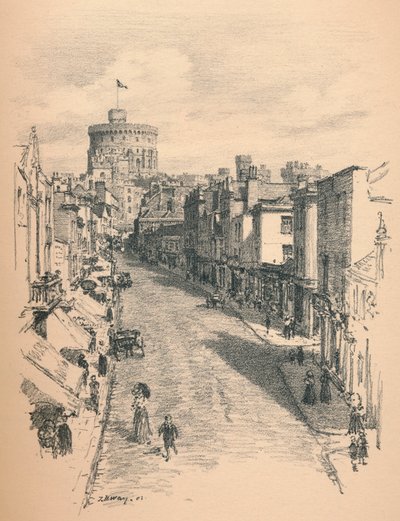 Gran Torre del Castillo de Windsor desde Peascod Street, 1902 de Thomas Robert Way