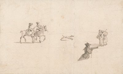 Jinetes, figuras y un perro de Thomas Ross