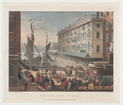 Mercado de Billingsgate, 1 de marzo de 1808 de Thomas Rowlandson, Augustus Charles Pugin, J. Bluck