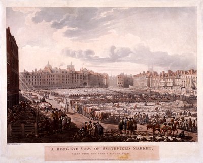 Mercado de Smithfield, Londres, 1811 de Thomas Rowlandson, Augustus Charles Pugin