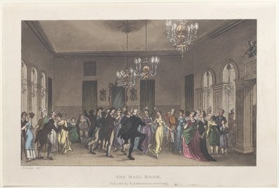 El salón de baile, de Bocetos poéticos de Scarborough de Thomas Rowlandson, Joseph Constantine Stadler, J. Bluck