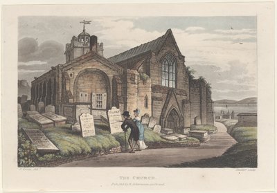 La Iglesia, de Bocetos Poéticos de Scarborough, 1813 de Thomas Rowlandson, Joseph Constantine Stadler, J. Bluck