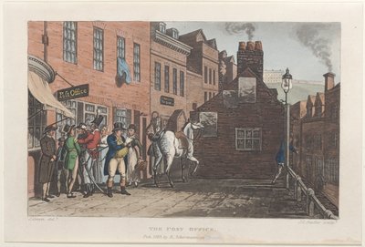 La oficina de correos, de Bocetos poéticos de Scarborough, 1813 de Thomas Rowlandson, Joseph Constantine Stadler, J. Bluck