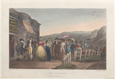 La terraza, de Bocetos poéticos de Scarborough, 1813 de Thomas Rowlandson, Joseph Constantine Stadler, J. Bluck