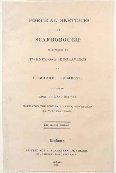 Página de título, de Bocetos poéticos de Scarborough, 1813 de Thomas Rowlandson, Joseph Constantine Stadler, J. Bluck