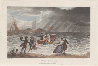 Cuáqueros mojados, de Bocetos poéticos de Scarborough, 1813 de Thomas Rowlandson, Joseph Constantine Stadler, J. Bluck