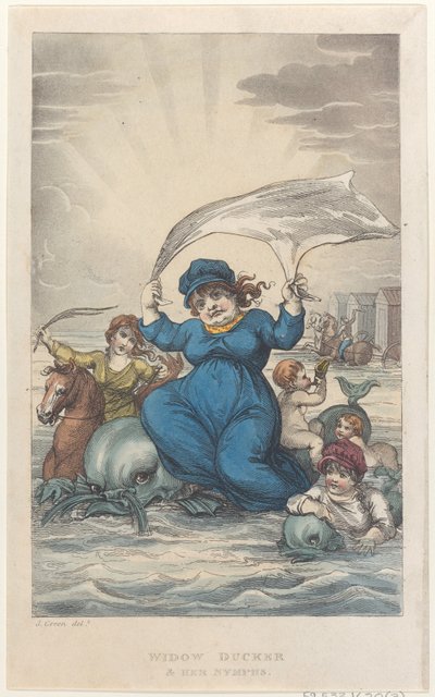 Viuda Ducker y sus ninfas, de Bocetos Poéticos de Scarborough, 1813 de Thomas Rowlandson, Joseph Constantine Stadler, J. Bluck