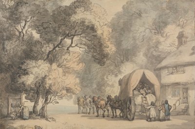 Carro de un transportista fuera de una posada, c.1785-90 de Thomas Rowlandson