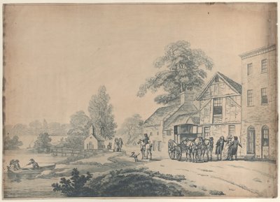 Un carruaje fuera de una posada de Thomas Rowlandson