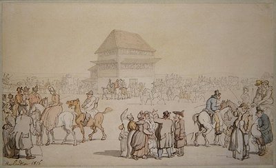 Una reunión de carreras abarrotada de Thomas Rowlandson