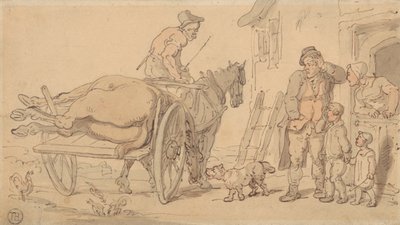 Un caballo muerto en el carro de un verdugo de Thomas Rowlandson