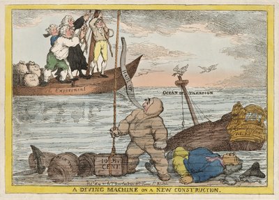 Una máquina de buceo en una nueva constitución, pub. 1806 de Thomas Rowlandson