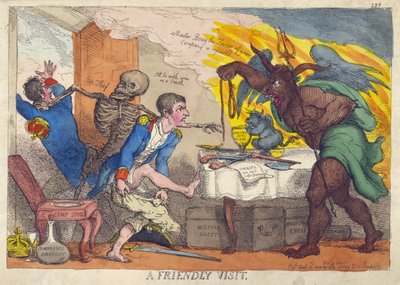 UNA VISITA AMIGABLE, Sátira sobre la derrota, abdicación y retirada de Napoleón a Elba de Thomas Rowlandson