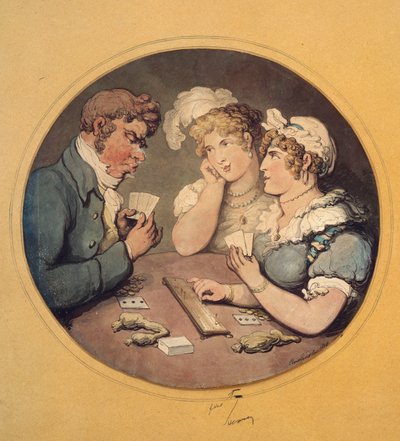 Un juego de cribbage, 1818 de Thomas Rowlandson