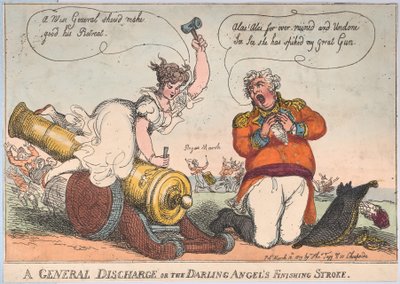 Una Descarga General o el Golpe Final del Ángel Querido, 13 de marzo de 1809 de Thomas Rowlandson