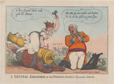 Una Descarga General o el Golpe Final del Ángel Querido, 13 de marzo de 1809 de Thomas Rowlandson